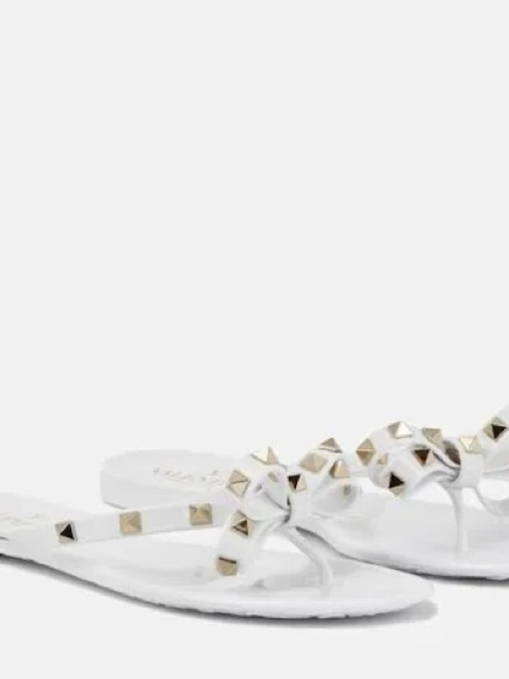 Valentino Garavani White Studded Bow Thong Sandals